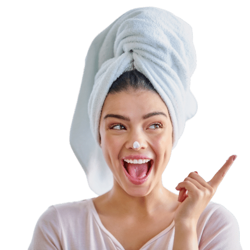 Woman enjoying her skincare routine